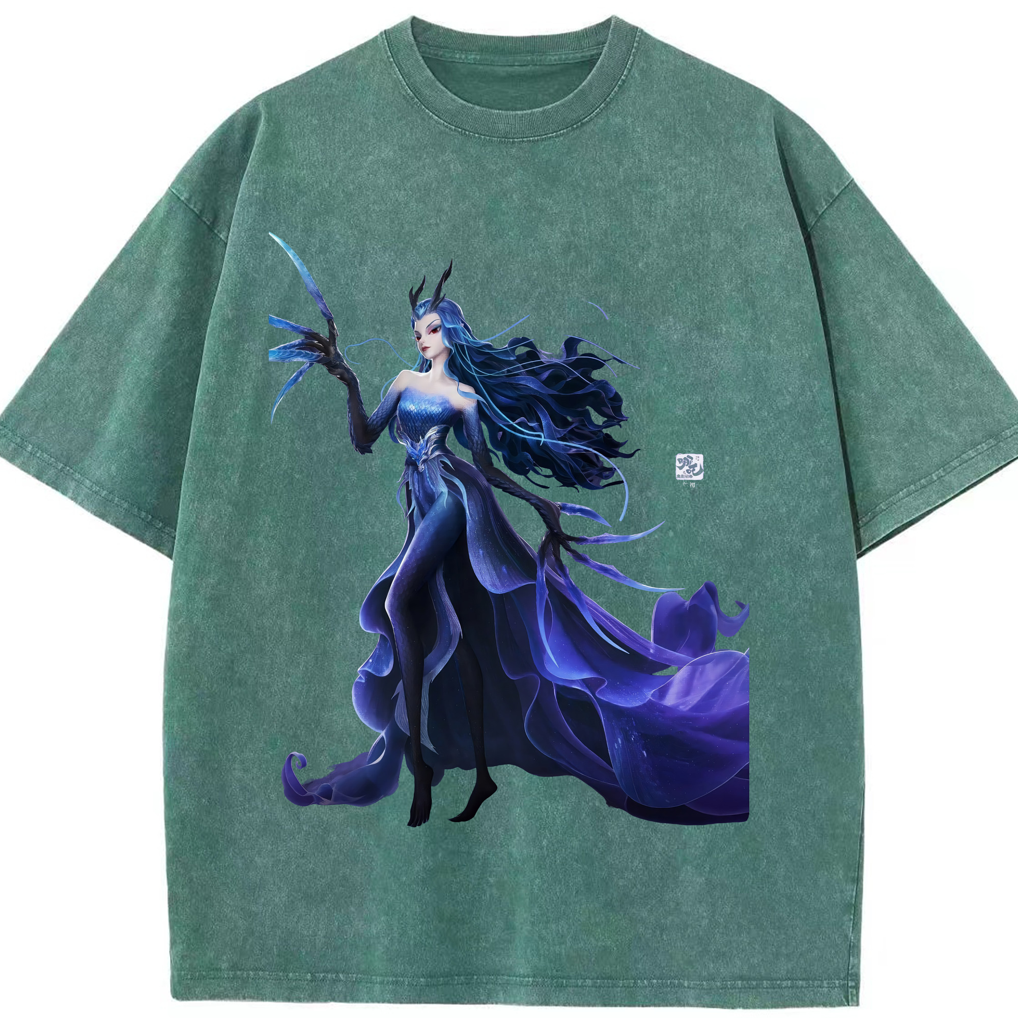 （画像用） Ne Zha 2 ナタ 魔童の大暴れ 綿100% ヴィンテージ風 半袖Tシャツ（フロントプリント）